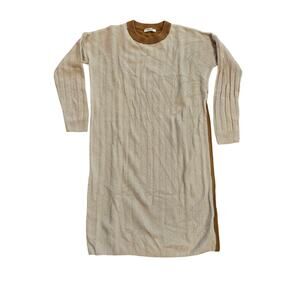 Madewell Alpaca wool blend sweater dress cream camel medium rib midi ColorBlock